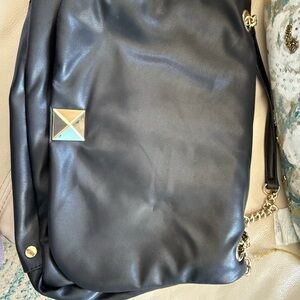 INC International Concepts Black and Gold Shoulder Bag with Sleek Design